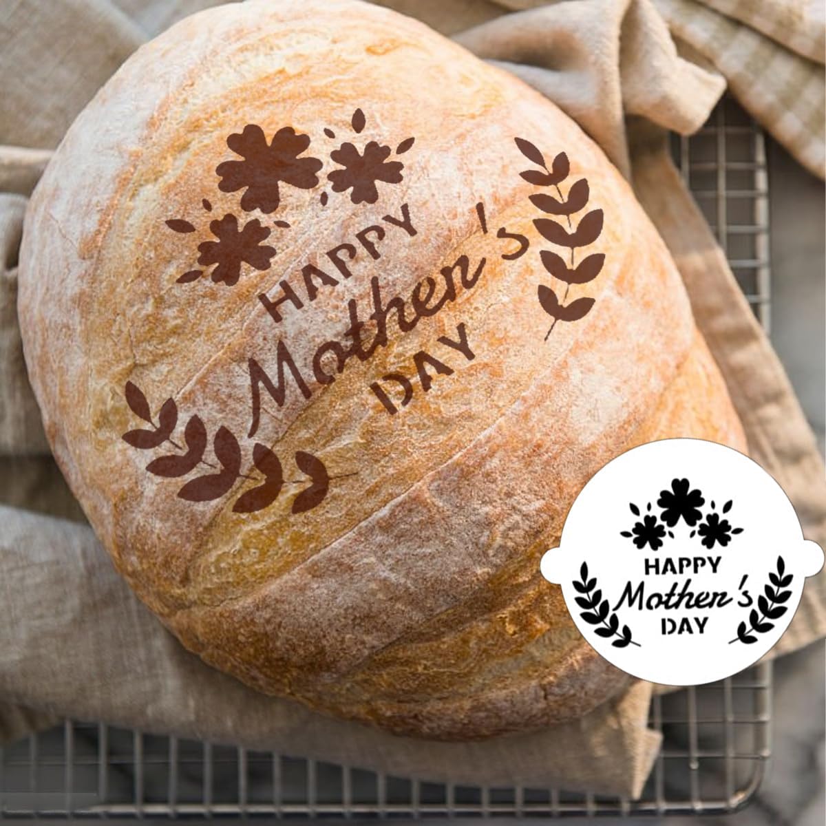 8 Pcs Bread Stencils Artisan Bread Baking Stencil Molds, Cake Baking Template Tool, for Mother's Day, Pie, Cake, Bread, Cookie Decorating, 7.8'' x 7.8''