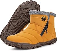 Vista 6 de Botas descalzas para hombre y mujer, botas de nieve de invierno, botines cálidos, suela cero caída, puntera ancha, forro de piel, tenis