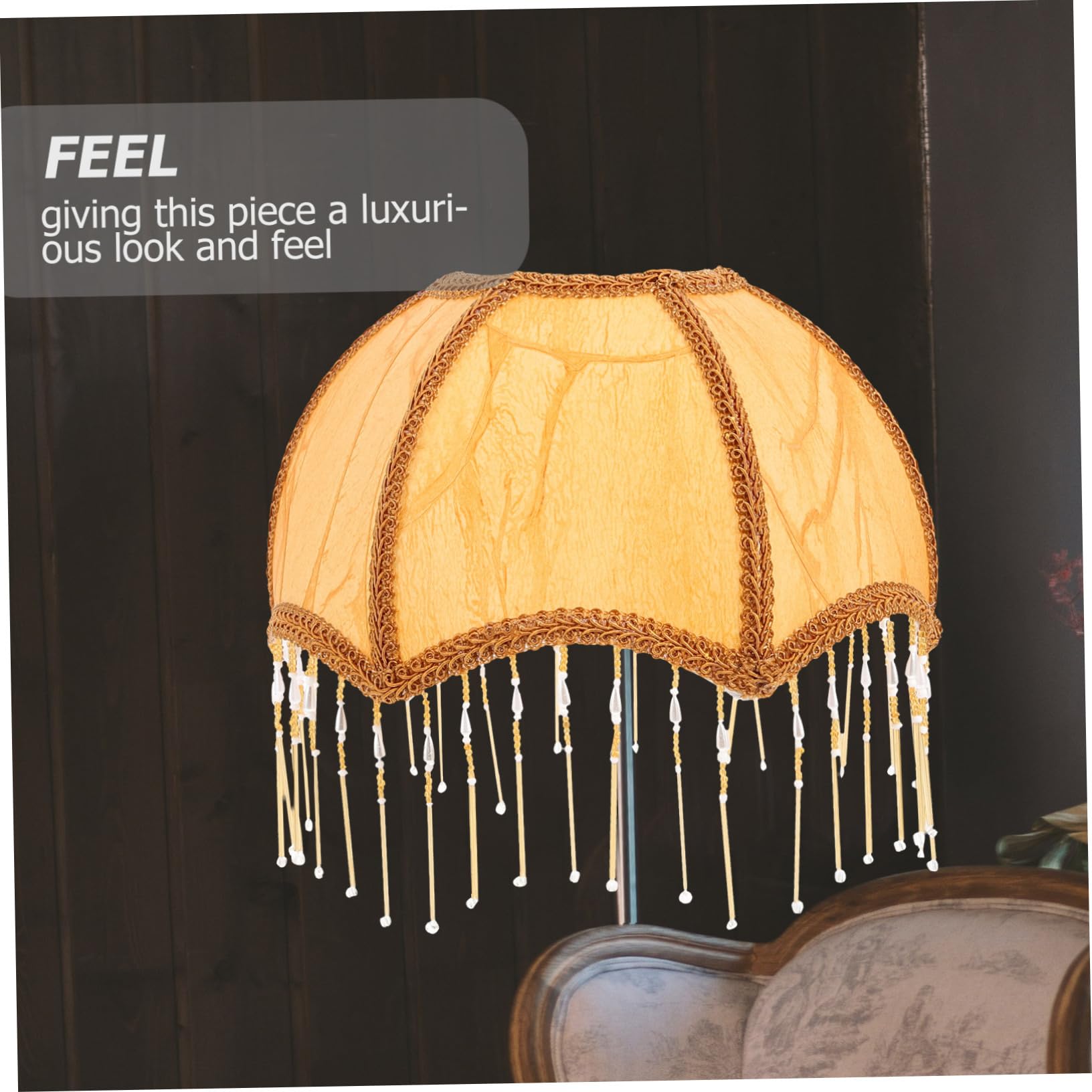 Gazechimp Green Tassel Table Lamp Shade, Handmade Fabric, Semicircle, E27, 22cm