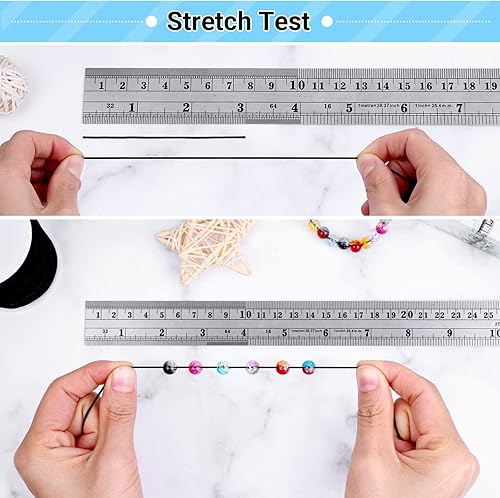 Miniatura 5 de selizo - Paquete de 2 cuerdas elásticas para pulseras, collares, cuentas, fabricación de joyas y costura (0.047 in, 109 yardas, negro y blanco)