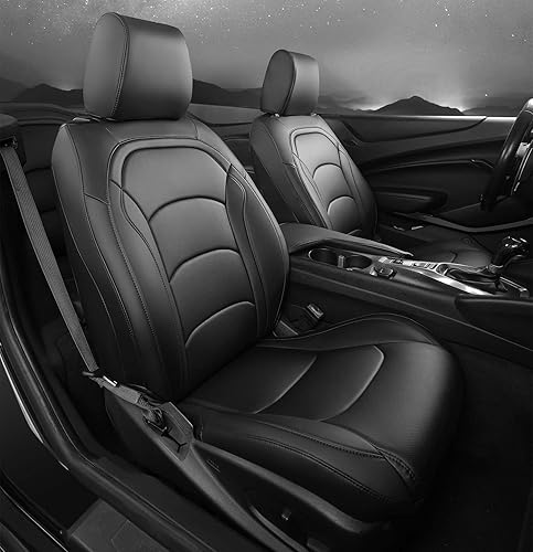 Miniatura 17 de Funda de asiento para Camaro Convertible LT LS RS SS 2016-2024 6ª generación (asientos estándar), fundas de asiento de piel sintética de ajuste