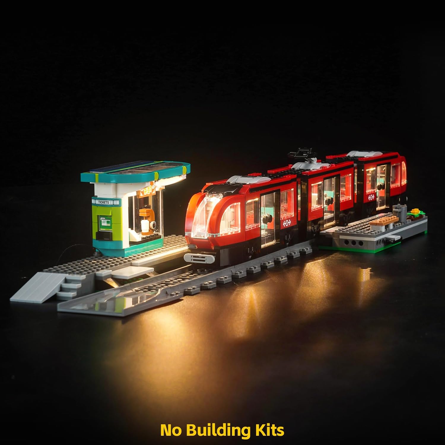 BrickBling LED Light for City Downtown Streetcar and Station, Creative Lighting Kit Compatible with 60423-No Model