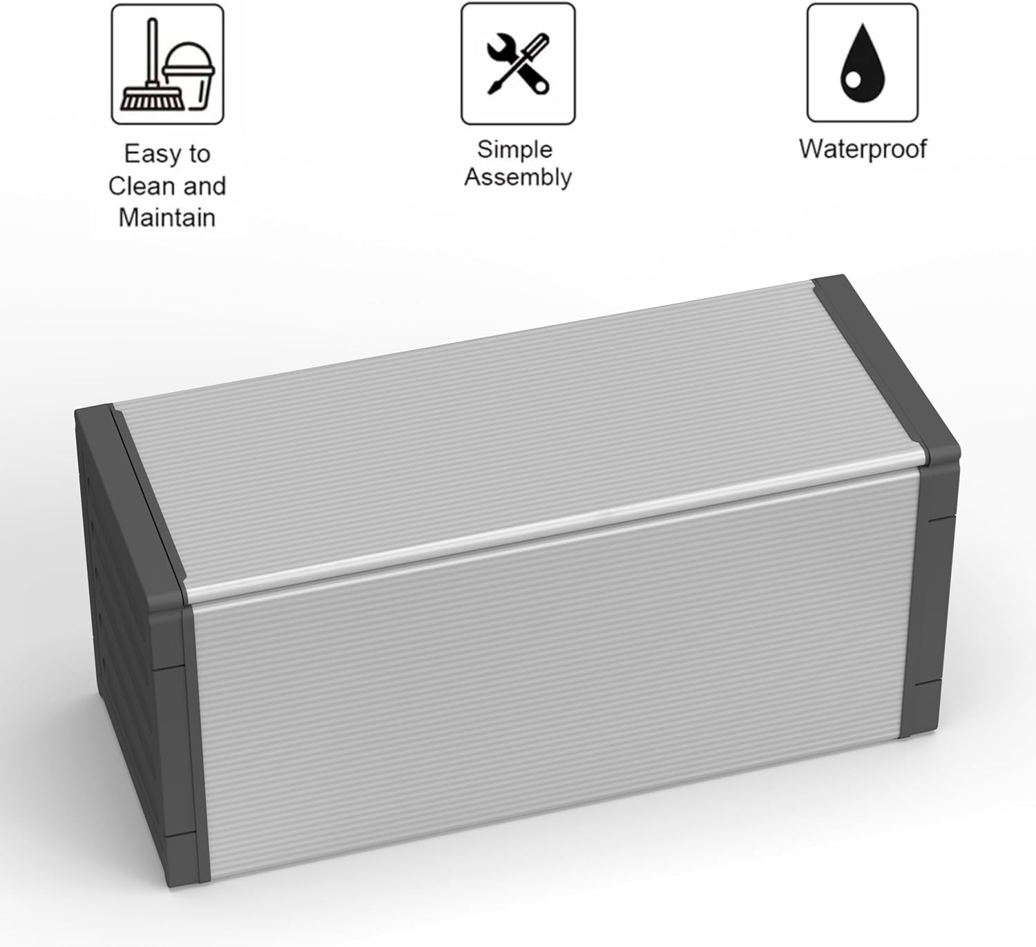 Storage Box for Separated Collection in PVC and PP Resin, Easy to Assemble, Durable, Suitable for Indoor and Outdoor Environments, 85L x 34W x 38H cm, Grey
