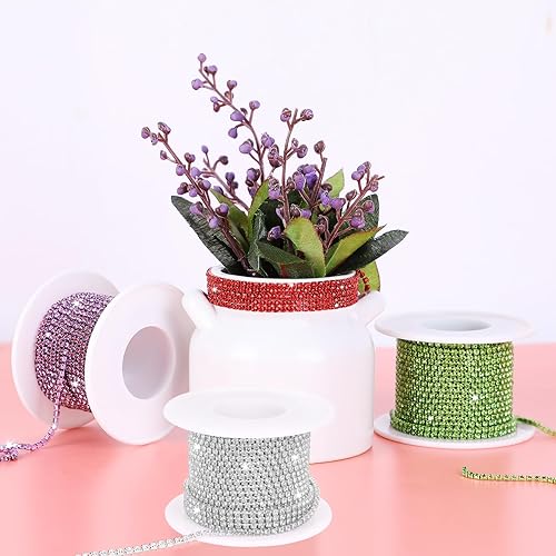 Miniatura 4 de Cadena de cierre de diamantes de imitación de cristal, 10 yardasrollo de 0.079 in de diamantes de imitación para manualidades de costura, decoración