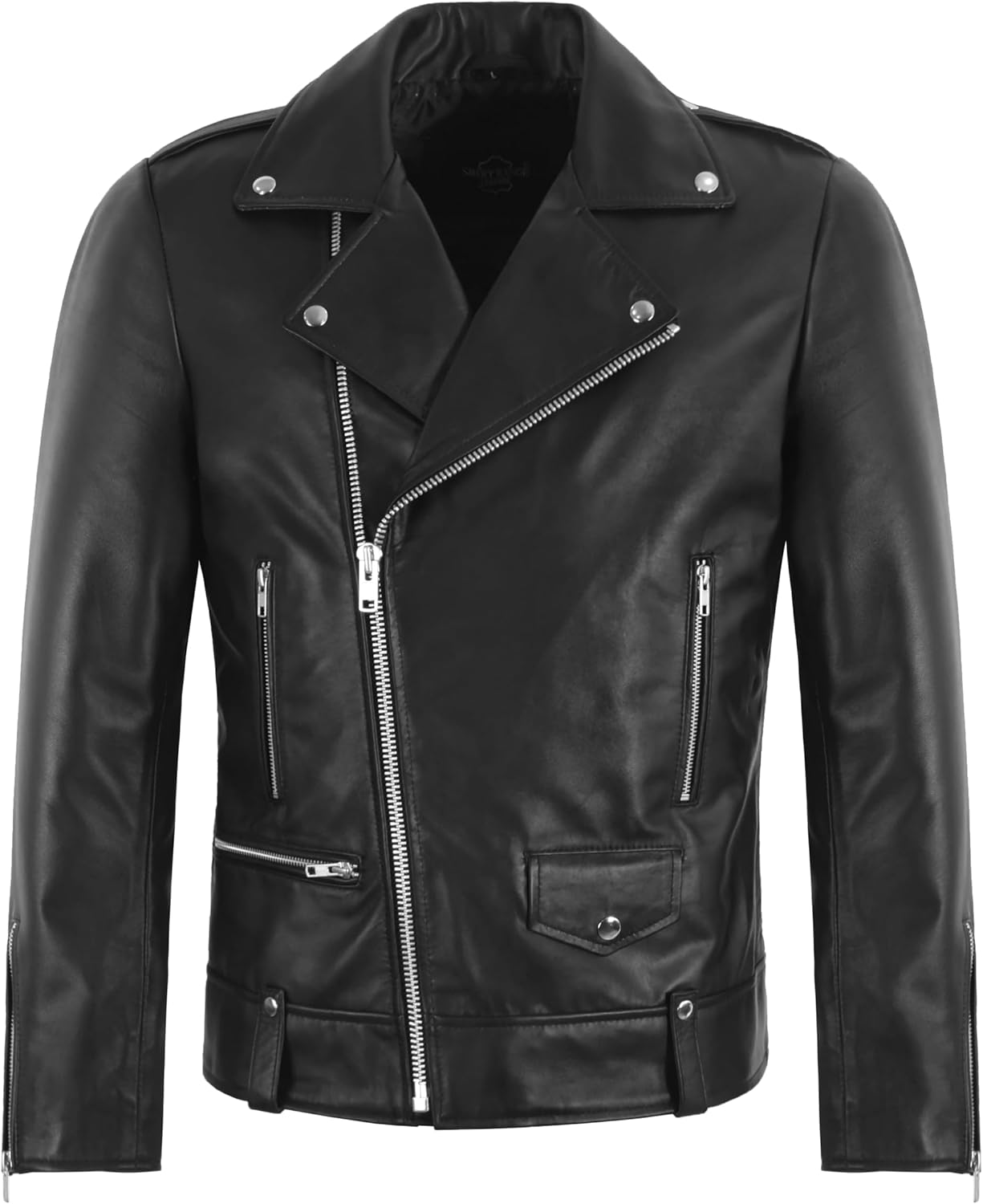 ジャケット・アウター UNUSED / No collar leather jacket 10,000 Days Blue Lined Banded Leather Jacket | Tool Band Store