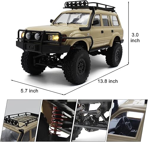 Miniatura 6 de Spobot Camión de control remoto para modelo LC80, camión Rc 4WD SUV RC Rock Crawler 4x4 vehículo todoterreno con capucha de esnórquel y
