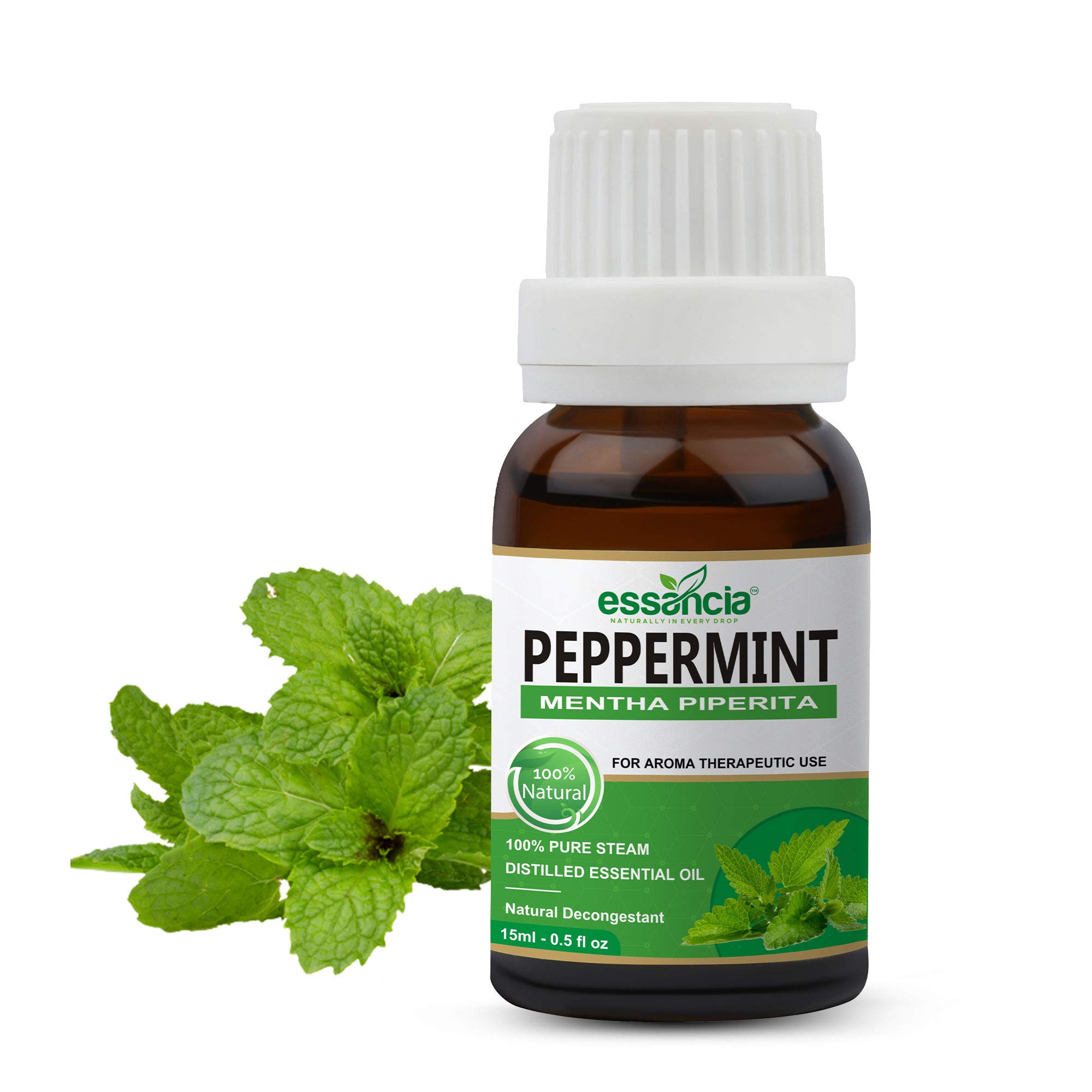 Essancia Peppermint Essential Oil - Healthy Skin & Hair, Cooling & Refreshing, Foot Cream, Muscle Balm, Lip Care, Body Massage, Repels Rats - 100% Pure & Natural, Undiluted Therapeutic Grade (15ml)