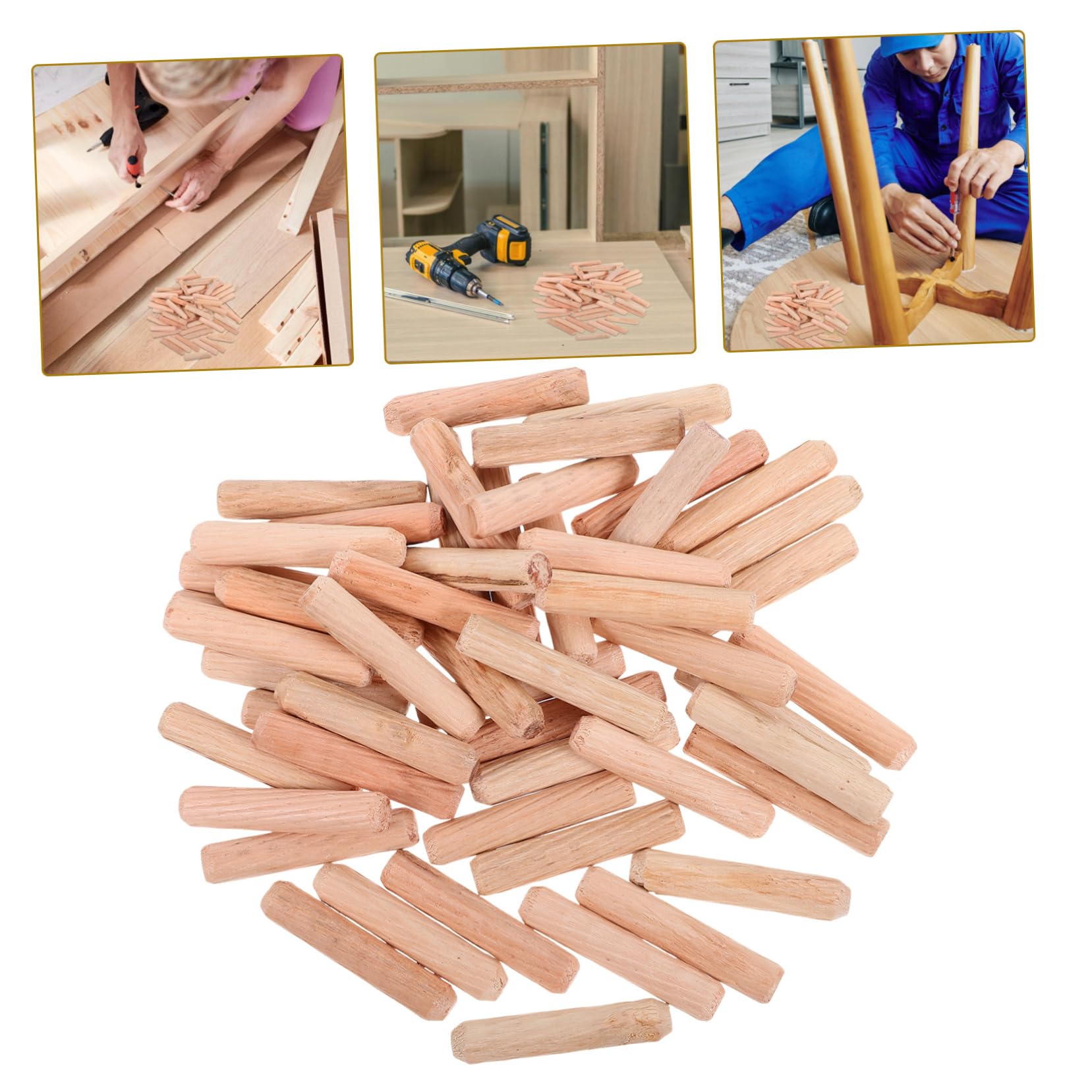 MAGICLULU 1tasche Holzdübelstifte Geriffelt Für Möbel Handwerk Holzbearbeitung Bastelholz Diy Dübel Zum Basteln Holzstab Holzstange