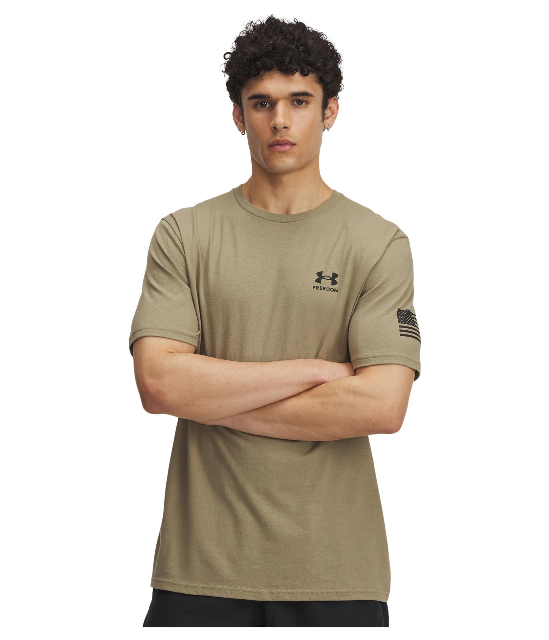 Under Armour Men's (499) Federal Tan / / Black Underarmour'sfreedomflagshortsleevetshirt, ,Large