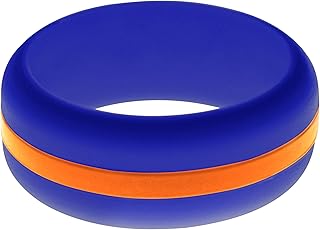 Womens Mens Blue Silicone Ring - Changeable Color Bands - Many Colors - Safe, Durable, Everyday Wear Wedding Band - 1 Ring - Sizes 4-16