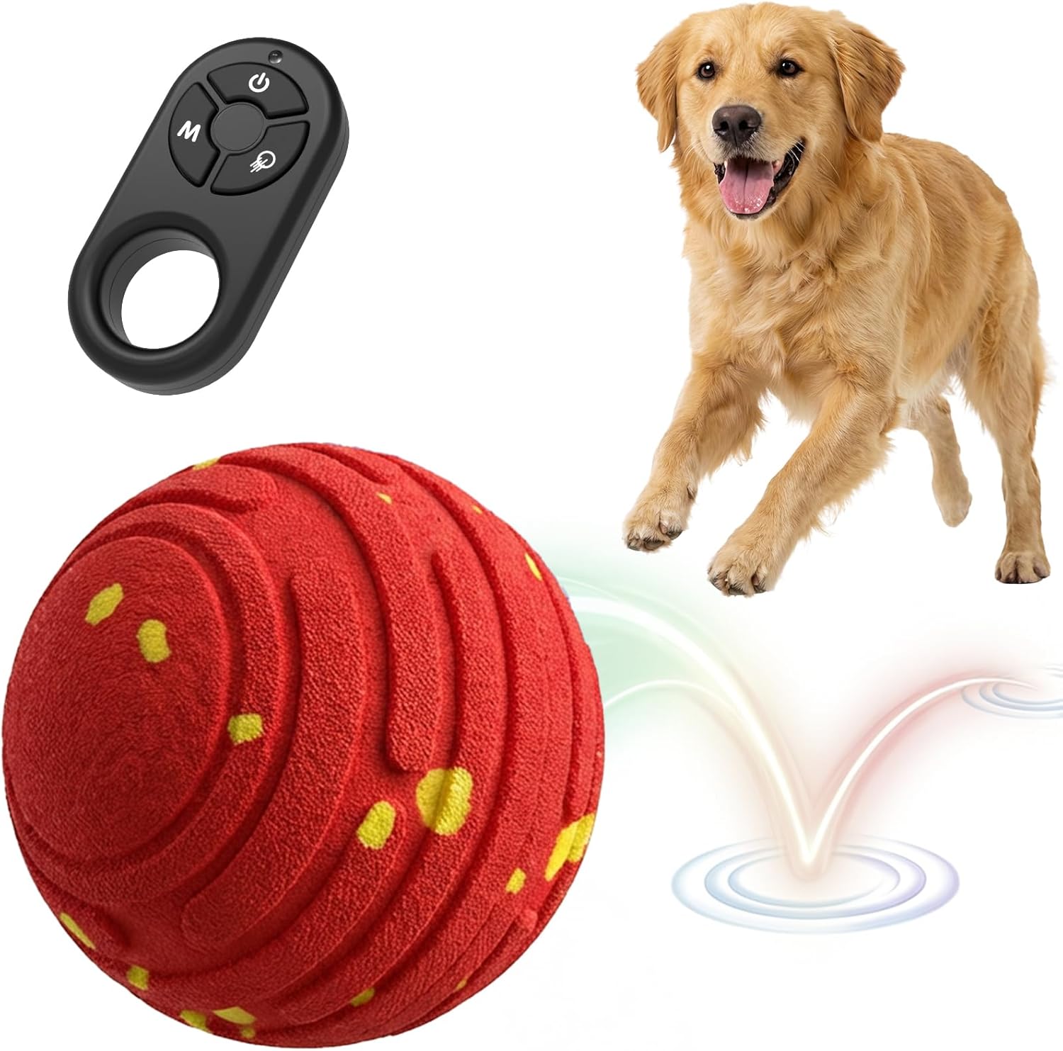 Interactive Dog Toys with Remote Control, Smart Interactive Dog Ball with 3 Modes, Auto-Moving&Bouncing, High-Resilience&Chew Resistant E-TPU Dog Ball, IPX6 Waterproof, Rolling Ball Dogs