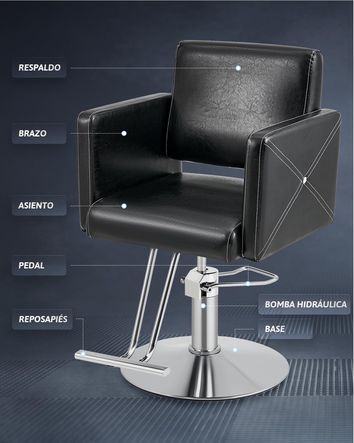 CO-Z Sillón de Peluquería Hidráulico Capacidad de 150kg Silla de Peluquería Profesional con Giro de 360°, Altura Ajustable, Sillón de Barbero para SPA Belleza (Clásico)