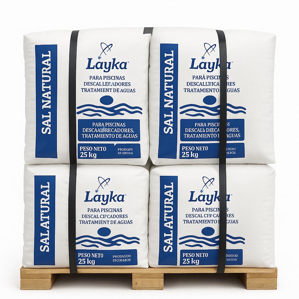 10 Sacos Sal para Piscinas 25 kg - Sal Piscina Cloracion Salina Layka - Agua Clara en Piscinas, SPA y Jacuzzis