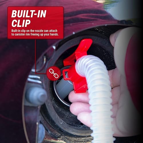 Miniatura 5 de TERA PUMP Bomba de transferencia de combustible portátil manual, manguera de descarga de 2.2 pies, clip integrado en la boquilla, bomba de sifón