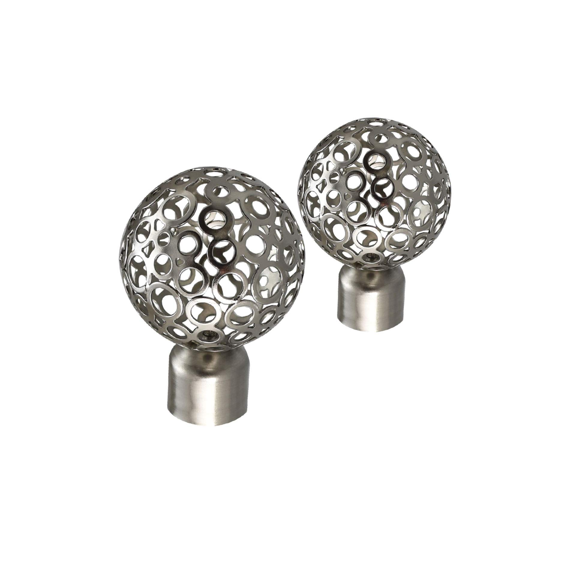 Your Home Online Metal Curtain Pole Rod Pack of 2 Finials/Ends for 19mm 28mm Diameter Poles Brushed Chrome (Set Of 2 Osaka Finials, 28mm)