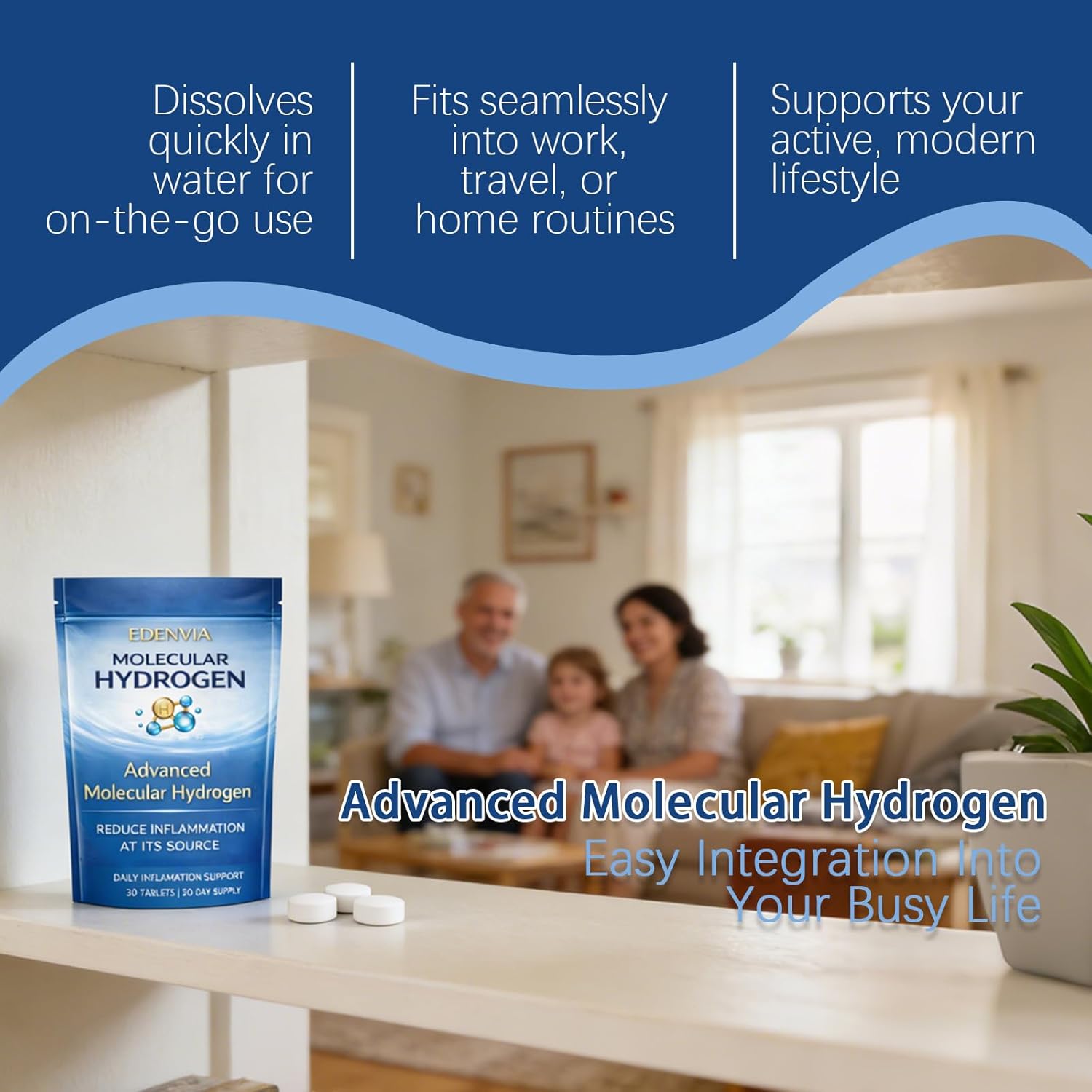 EDENVIA Molecular Hydrogen Tablets - Daily Health Management, 30 Tablets (30-Day Supply)