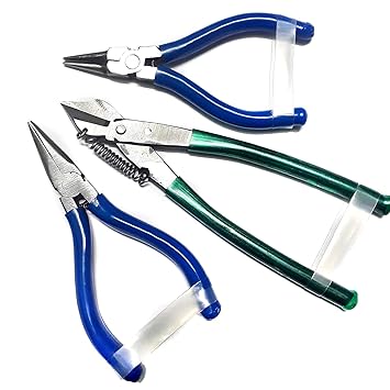 PILERMAN Silk Thread Jewellery Making Pliers Combo Long Nose, Round Nose and Side Cutter Pliers - Pack of 3 Pieces (JK-3 MSF-Blue)