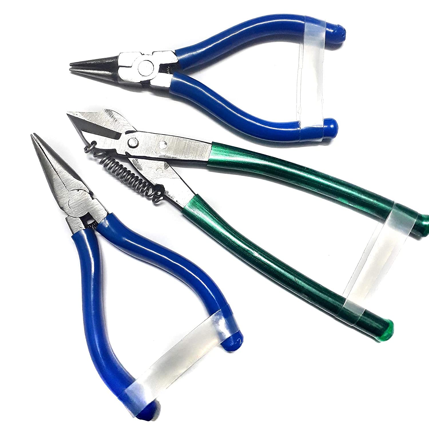 Silk Thread Jewellery Making Pliers Combo Long Nose, Round Nose and Side Cutter Pliers - Pack of 3 Pieces (JK-3 MSF-Blue)