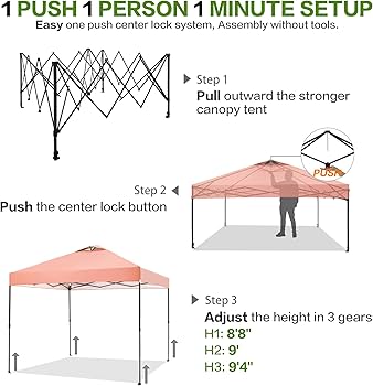 Amazon.com : Tunbne 10'x10' Pop Up Canopy Tent with 1 Sidewall and
