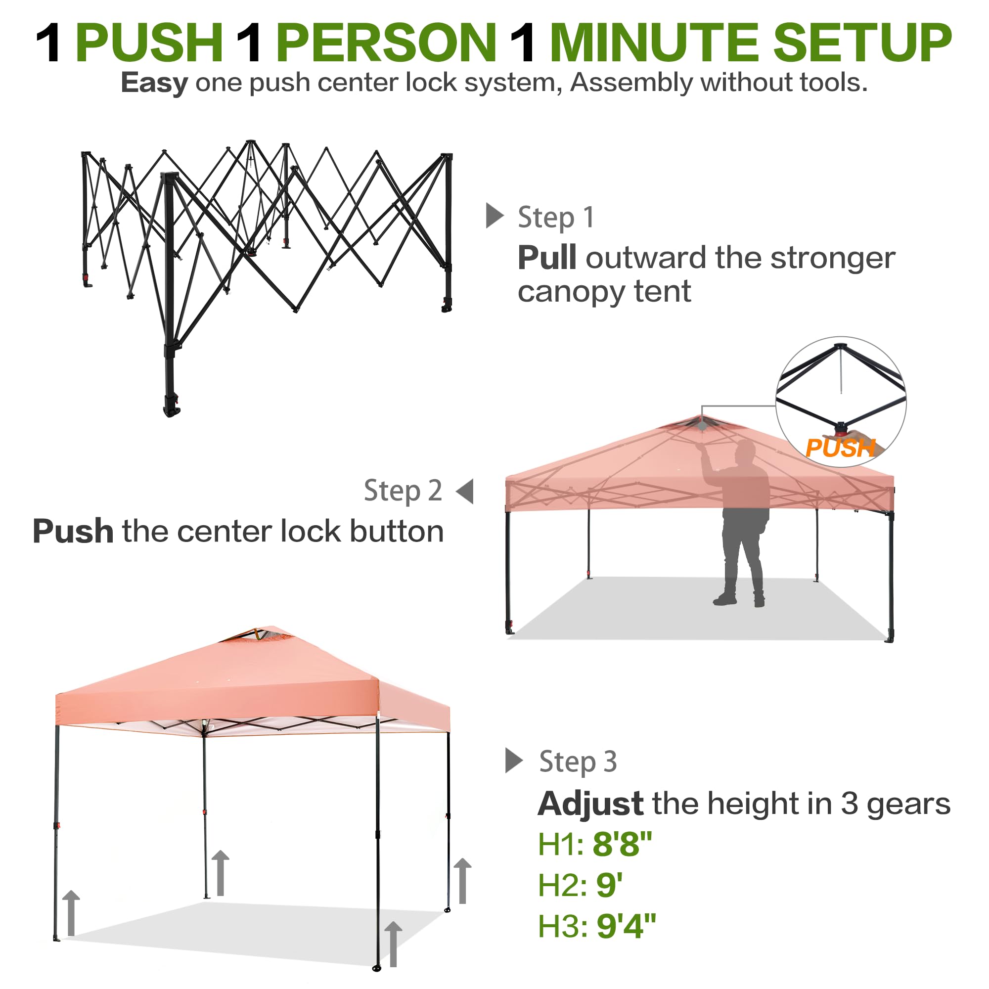 Amazon.com: Tunbne 10'x10' Pop Up Canopy Tent with Sidewall