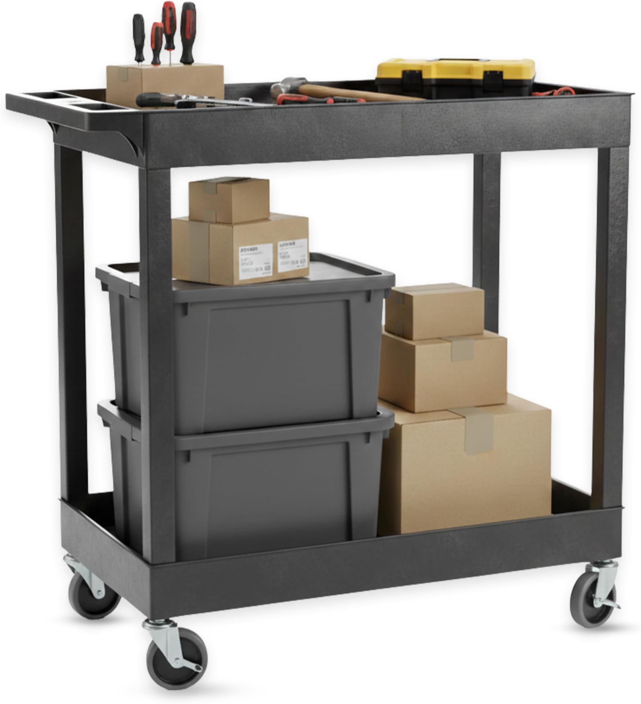 Luxor 32" x 18" Tub Storage Cart 2 Shelves - Black, (EC11-B)