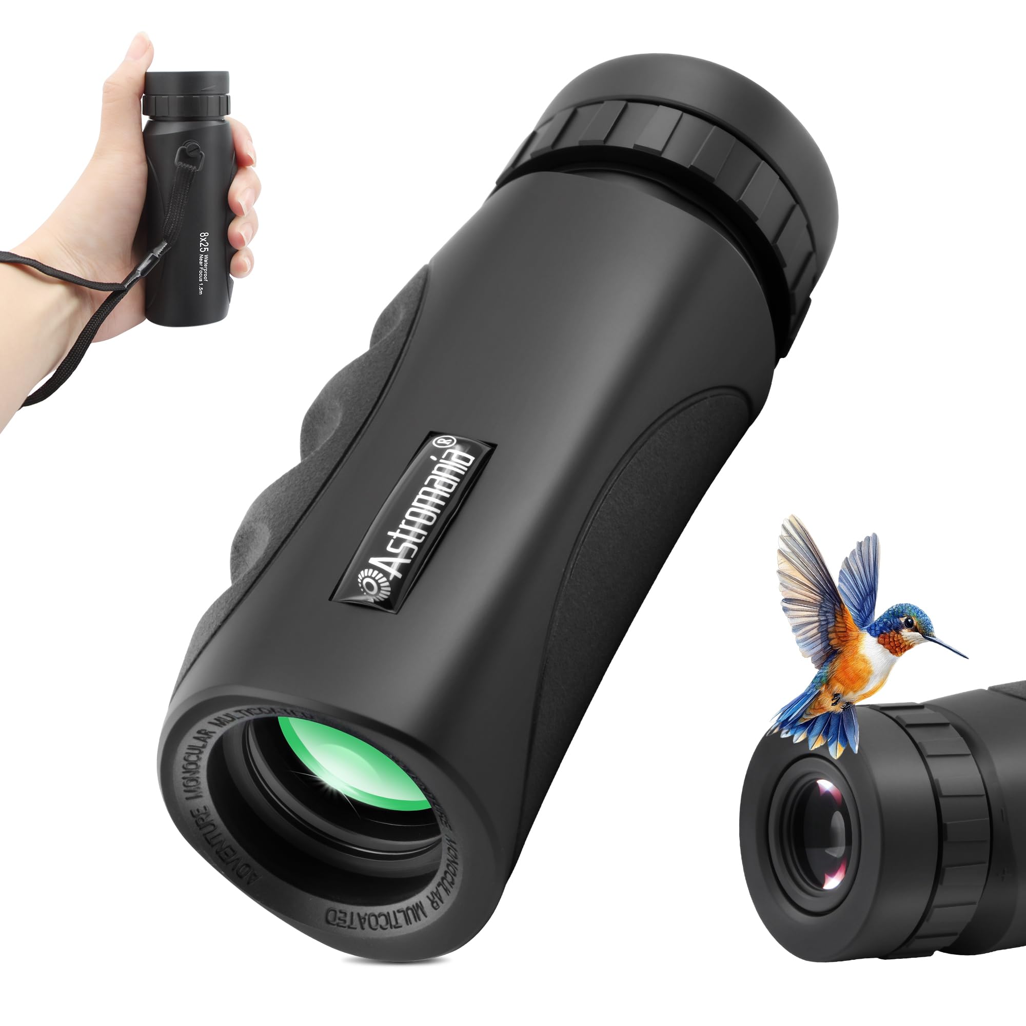 8x25 Monocular for Adults, Compact Outdoor Accessory with Multi-Coated Optics BAK7 Prism & Twist-Up Eyecup, Waterproof & Fogproof Ideal for Bird Watching Hunting Sport and Wildlife Viewing