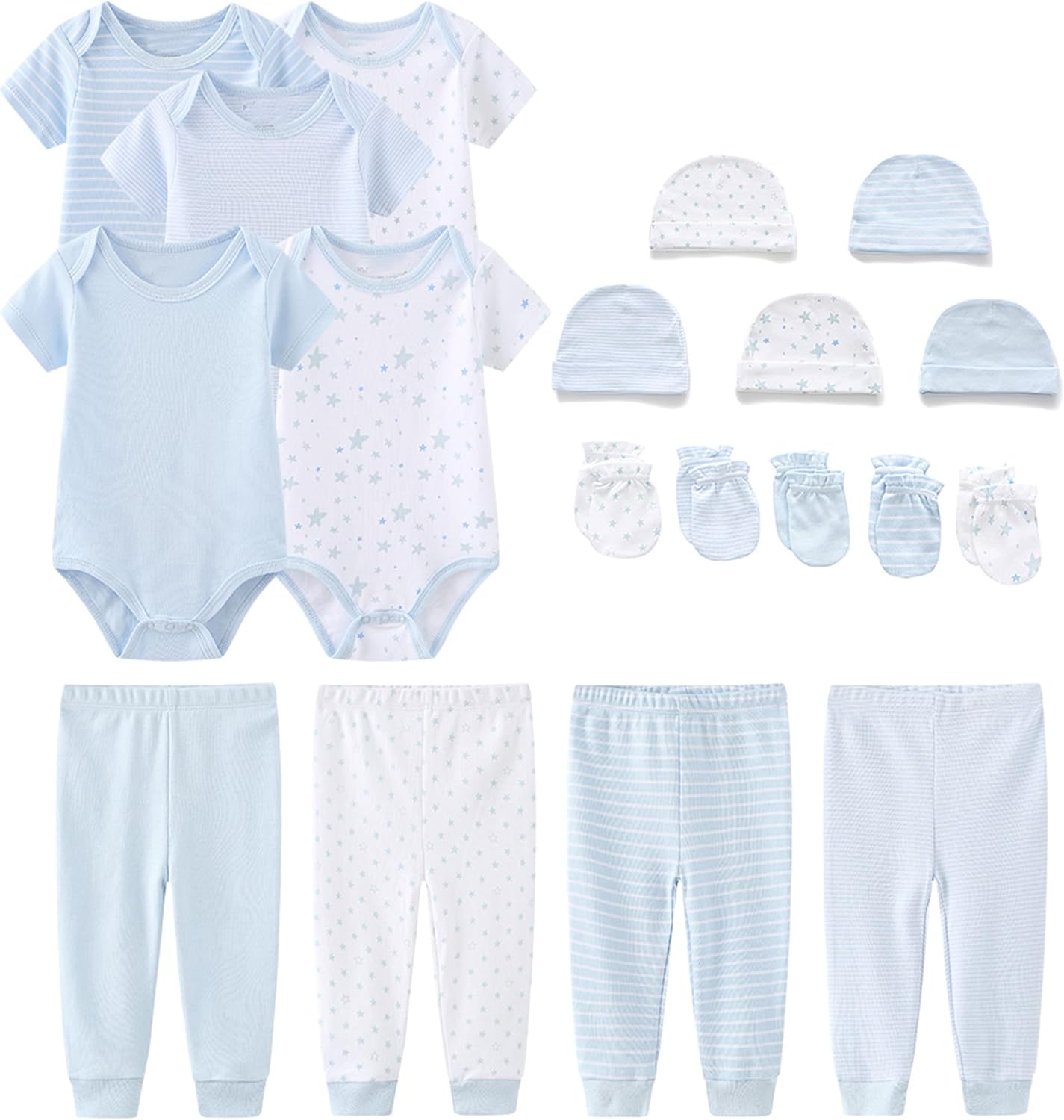 Chamie Newborn Short Sleeve Baby Bodysuit Baby Clothes set 19-Pack for Boys and Girls