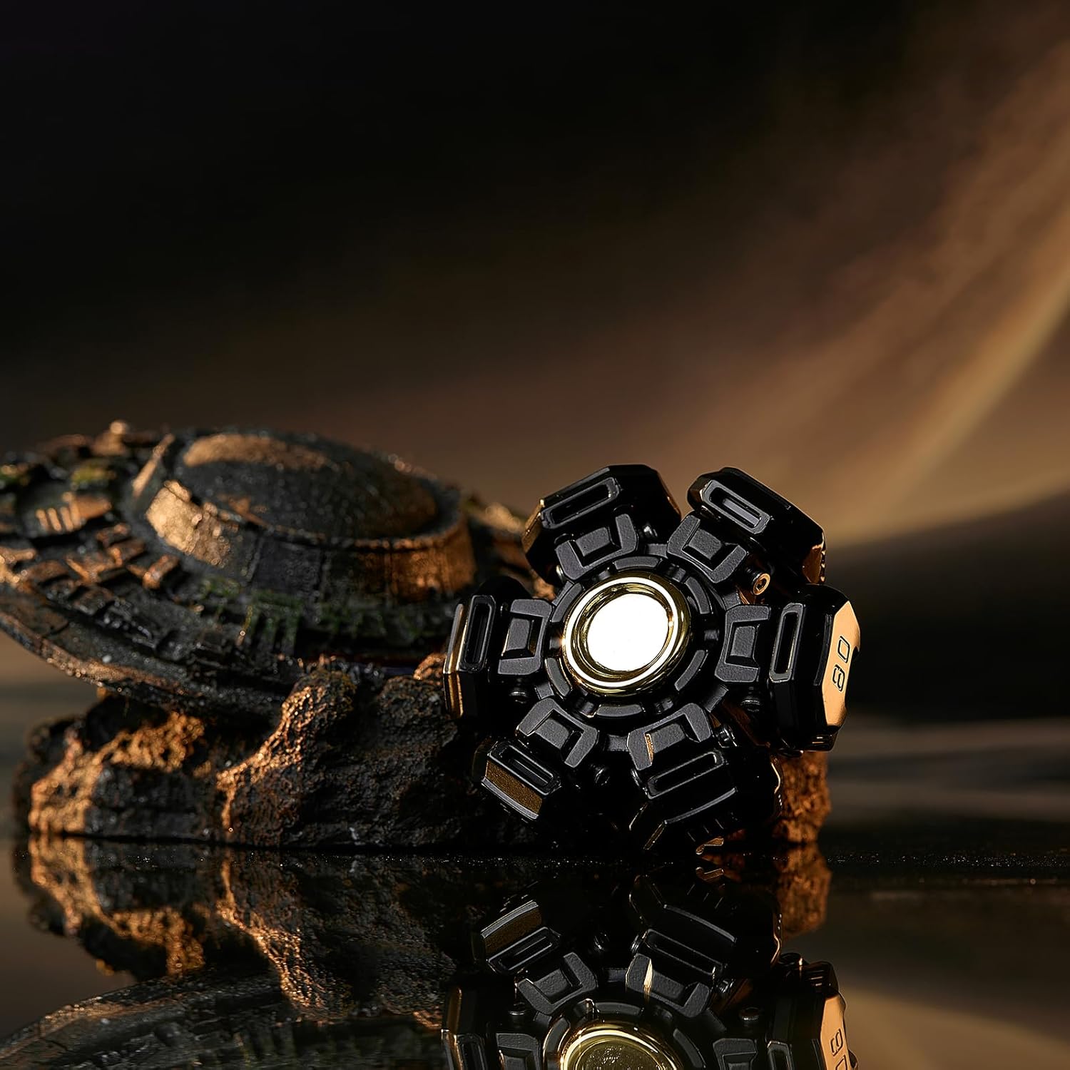 Metal Fidget Spinner for Adults - Spin-Activated Transformation (Open Armor) Spinner, Cool Fidget Toy for Stress Relief, Viral on TikTok & YouTube (Ironheart Core)