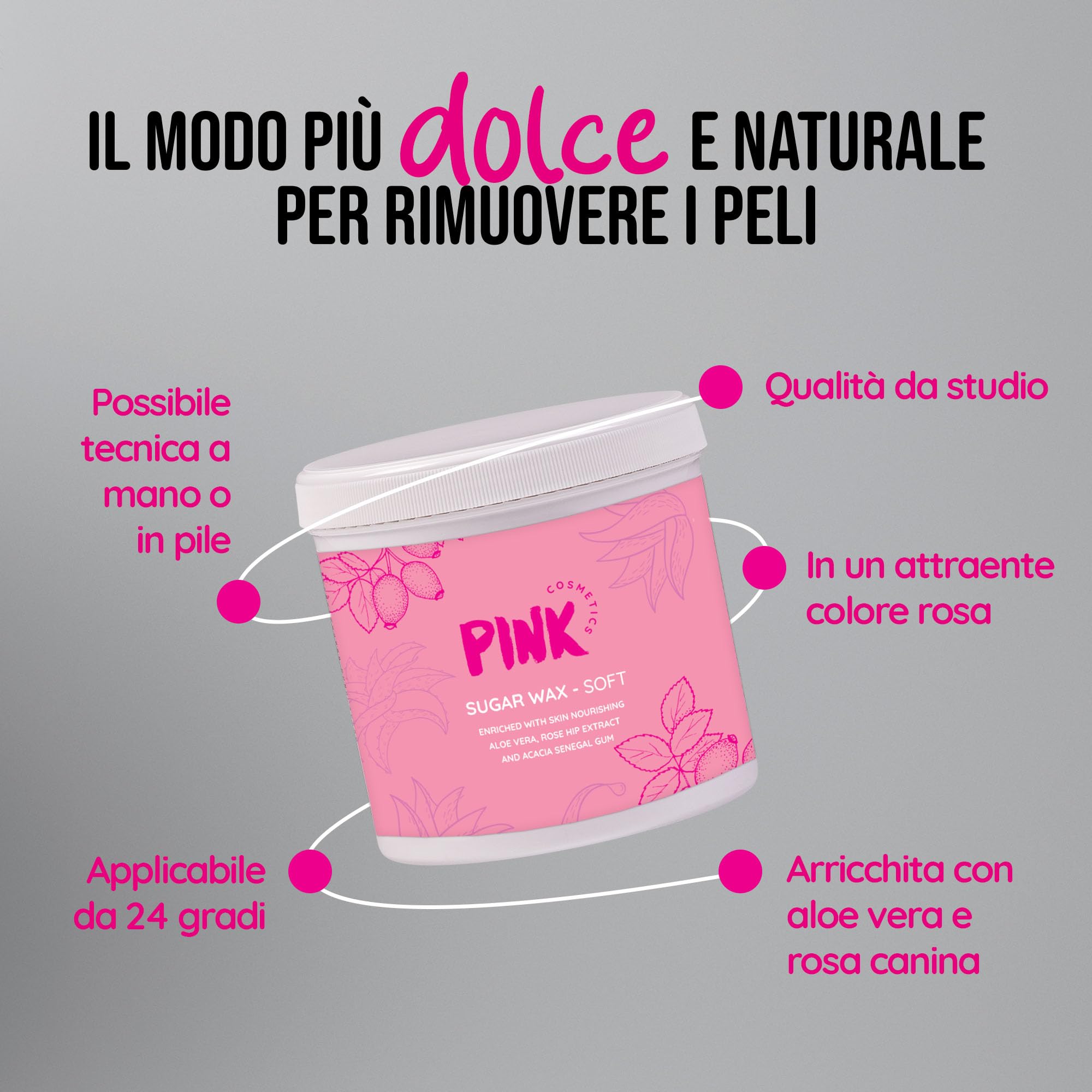 Pasta di zucchero perfettamente rosa Cera depilatoria morbida - 500g