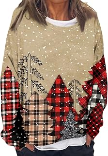DIYIOUZHOU Long Sleeve romance Christmas Sweatshrit Cutout Comfy Homewear Polyeste Patchwork Baggy Crew Neck Chute Shirt