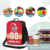 Vista 4 de Bolsa de almuerzo personalizada de Kansas City, regalos para hombres, mujeres, fanáticos, con nombre y número personalizados, correas de hombro