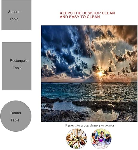 Vista 17 de K679 Galaxy Mantel Redondo para Mesa De 4 Sillas Mantel al Aire Libre Para Cocina Comedor Fiesta 30 X 30 Pulgadas