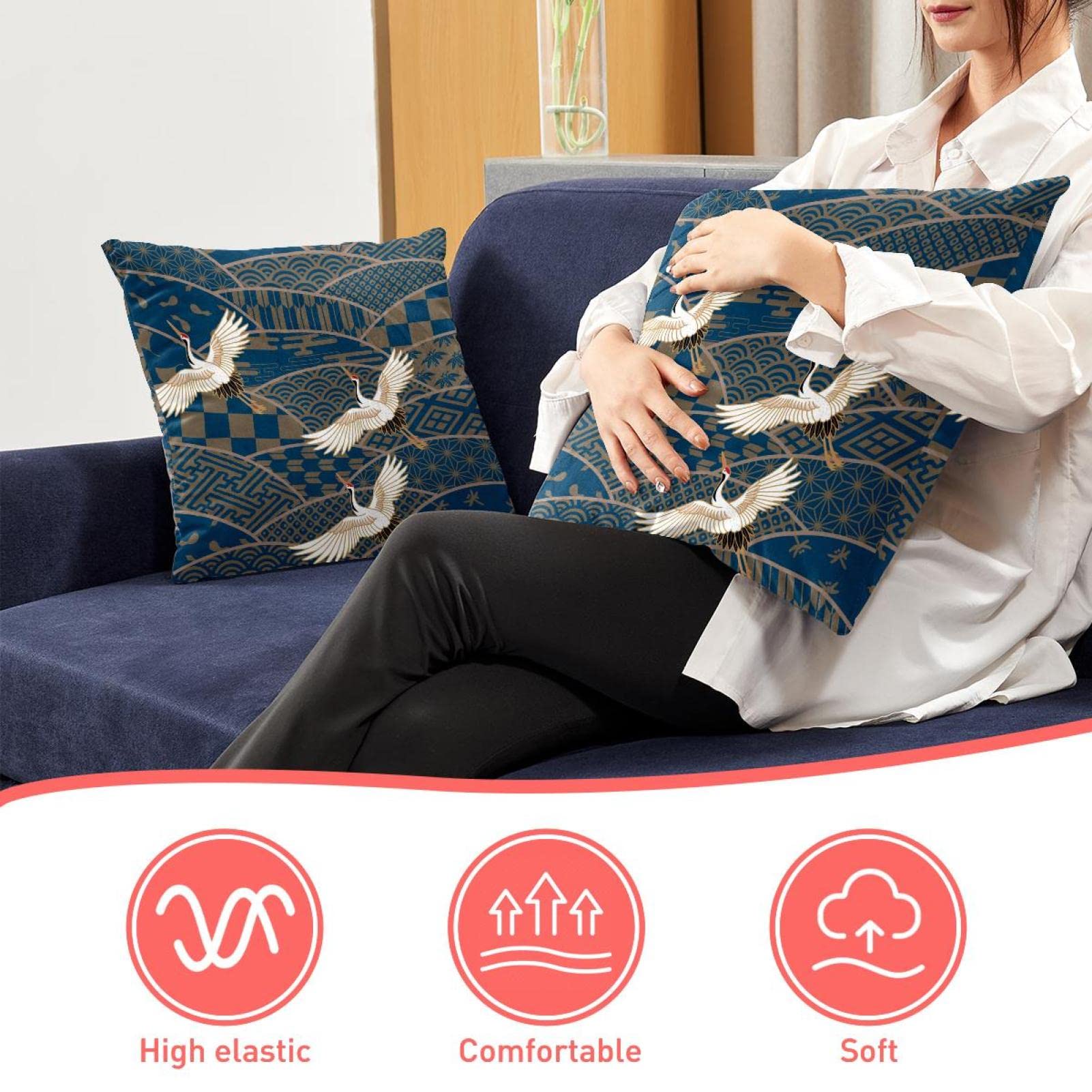 Gruselige Krähen Kissenbezüge 40x40 Cm - 2er Set Samt Bezug Für Sofa