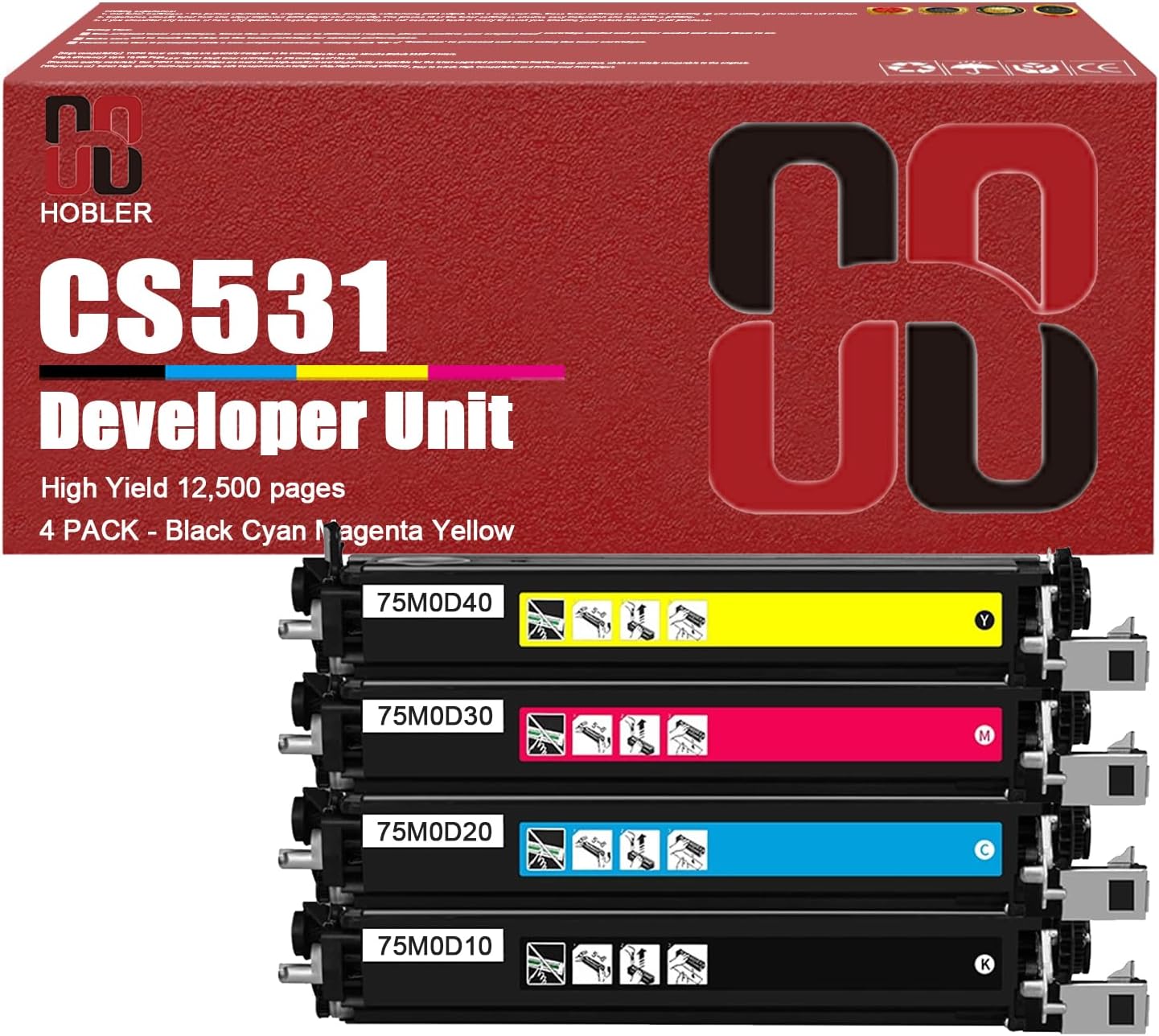CS531 Developer Units Compatible for Lexmark 75M0D10 75M0D20 75M0D30 75M0D40 Developer Units Work for Lexmark C2335 XC2335 CS531dw CX532 CS632 CX635 Printers