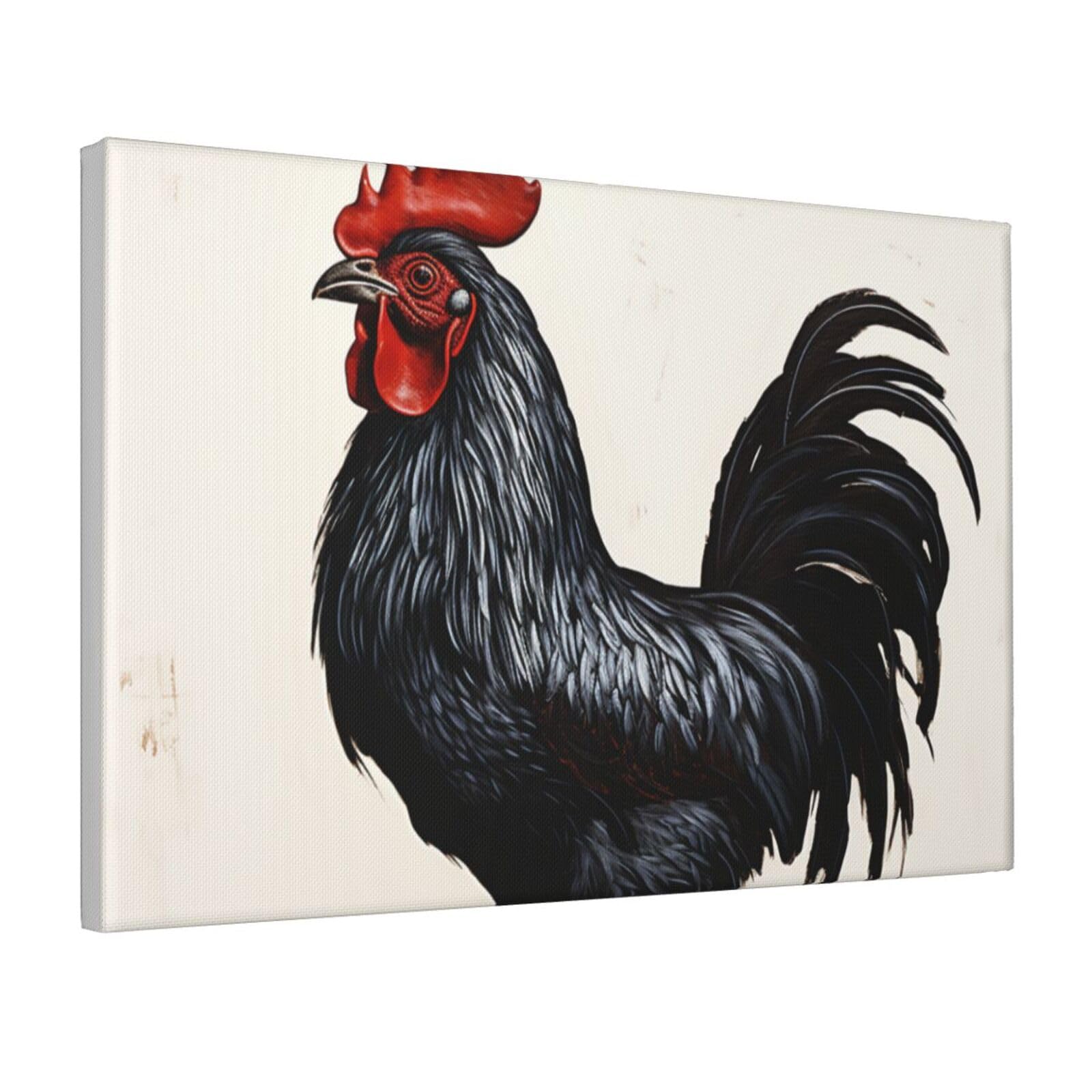 Framed Wall Art for Living Room Art Work, Black Rooster Picture Prints Modern Office Wall Paintings Poster Aesthetic Wall Decorations for Home Decor Ready To Hang 8"x12"