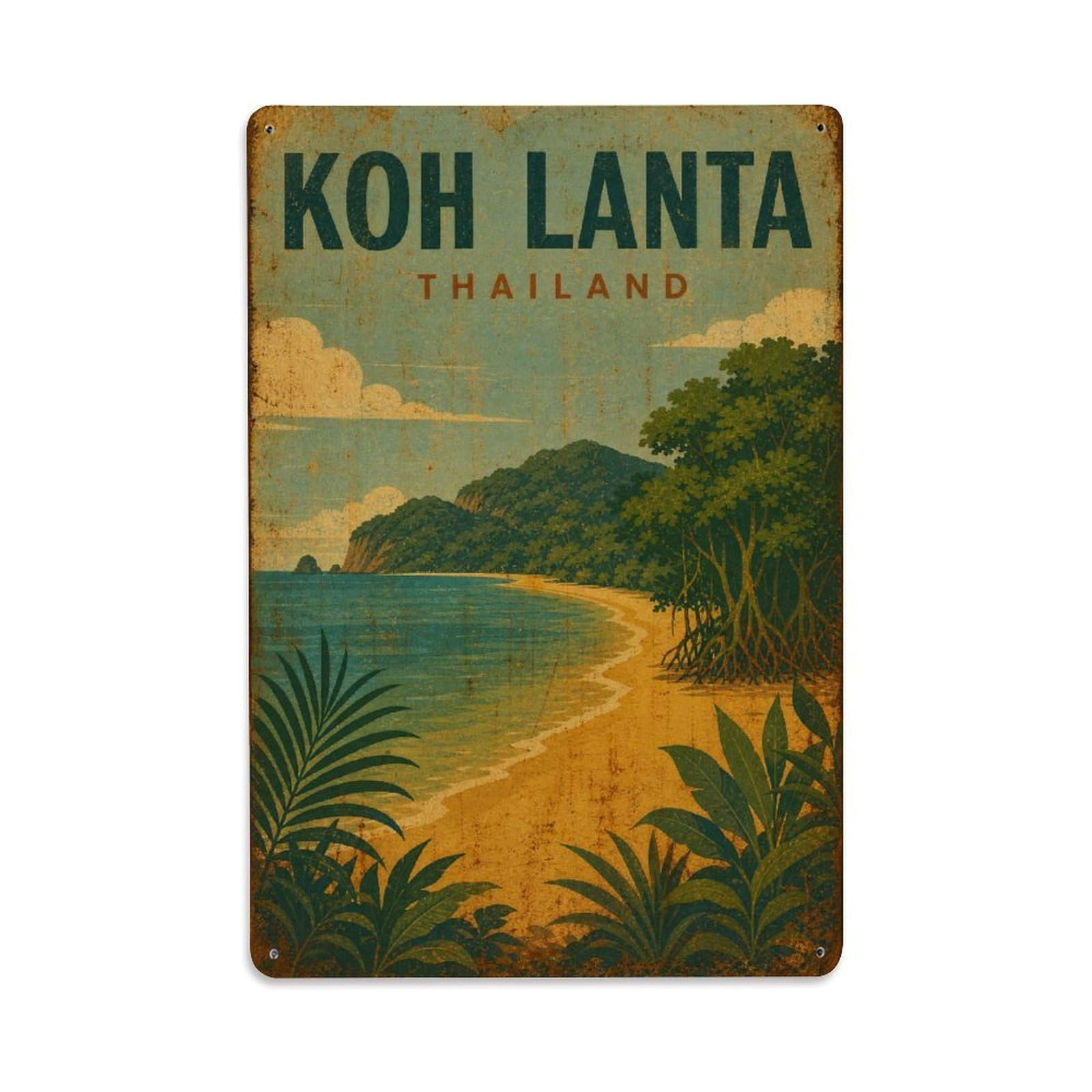 Metal Tin Sign Travel Vintage Thailand Koh Lanta