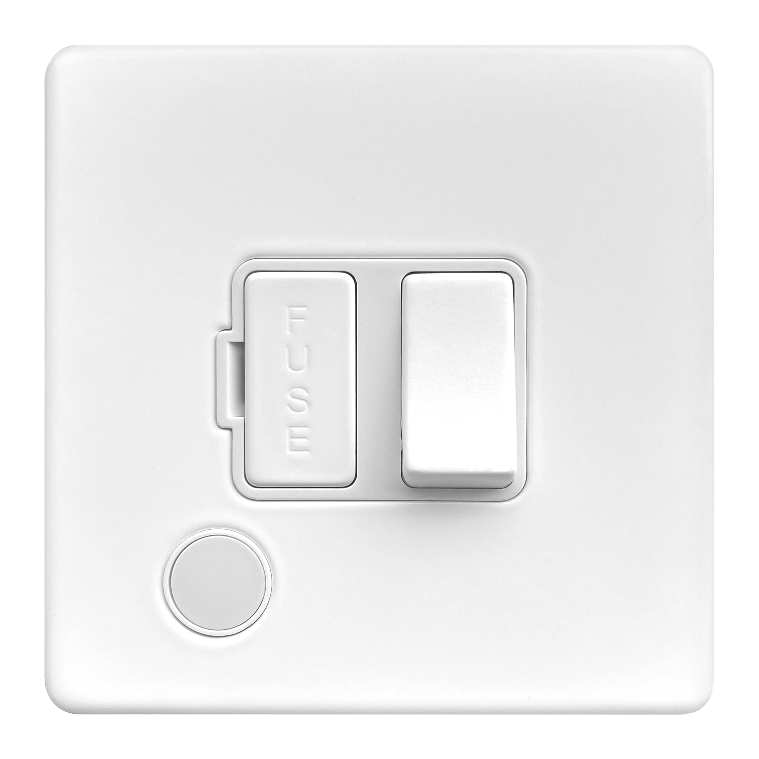 EVOGES Terra Switched Fused Connection Unit with Flex Outlet – 13A FCU with Neon Indicator, Wall Mounted Fused Spur for Fixed Appliances, UK Wiring Accessories (Matt White) — image 1