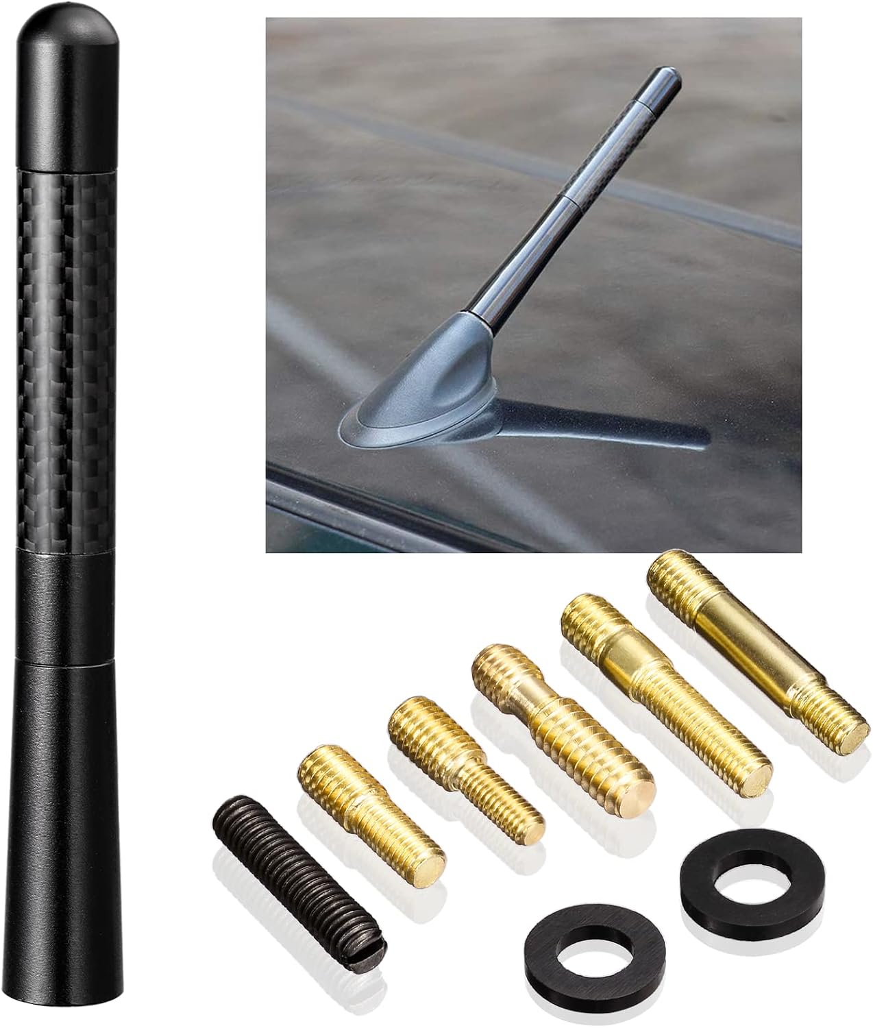 Bingfu Vehicle Antenna Mast Carbon Fiber Car Truck Antenna Replacement