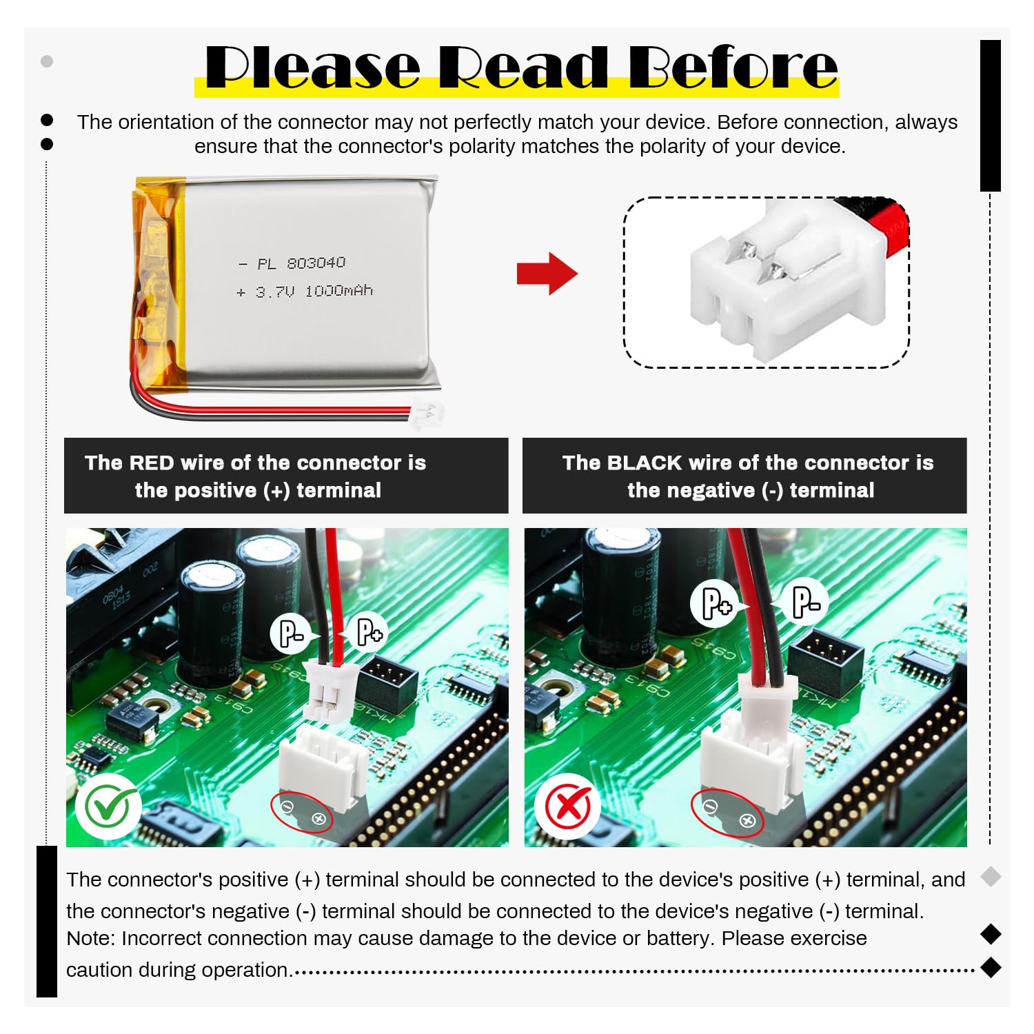 Amazon.com: Qimoo 803040 3.7V 1000mAh LiPo Battery - Rechargeable