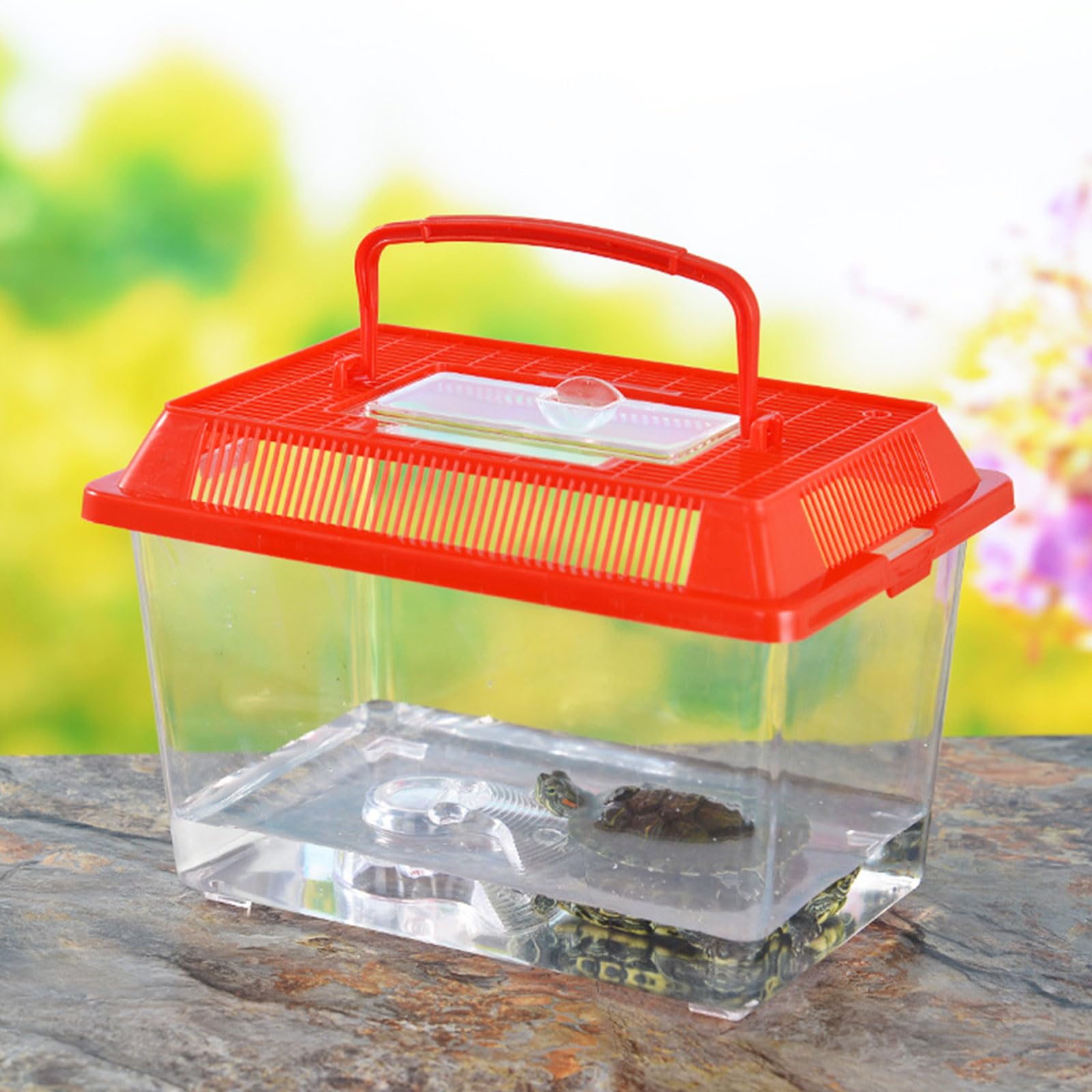Recinzione portatile con coperchio ventilato e finestra di osservazione della porta di alimentazione, grande scatola per habitat lucertola con copertura ventilata