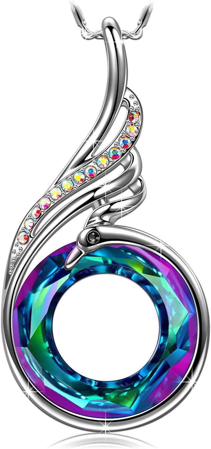 Phoenix Crystal Pendant Necklace for Women Rise from...