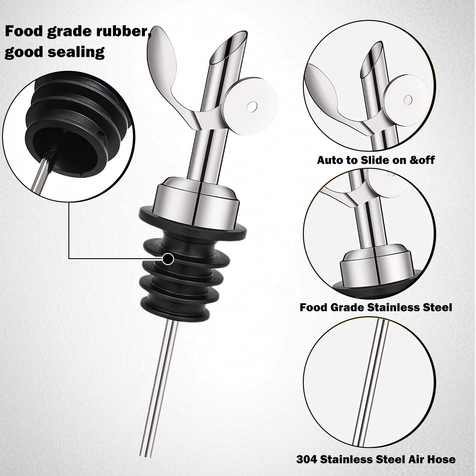 DabbOo 3 Vertedor de Acero Inoxidable Vertedores Dosificador Aceite de Oliva Vertedores de Botellas Alcohólicas Tappo Dosatore Olio para Botellas, Vino, Aceite de Oliva, Etc (Plateados)