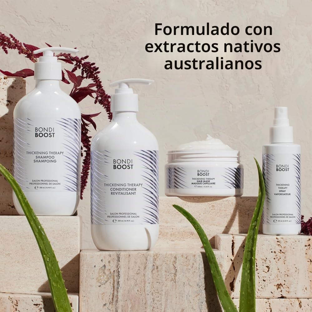 BondiBoost Thickening Therapy Champú Voluminizador - Aloe, Sin Sulfatos, Con Ácido Hialurónico y Biotina Para Volumen Instantáneo - Vegano, Libre de Crueldad, 300ml