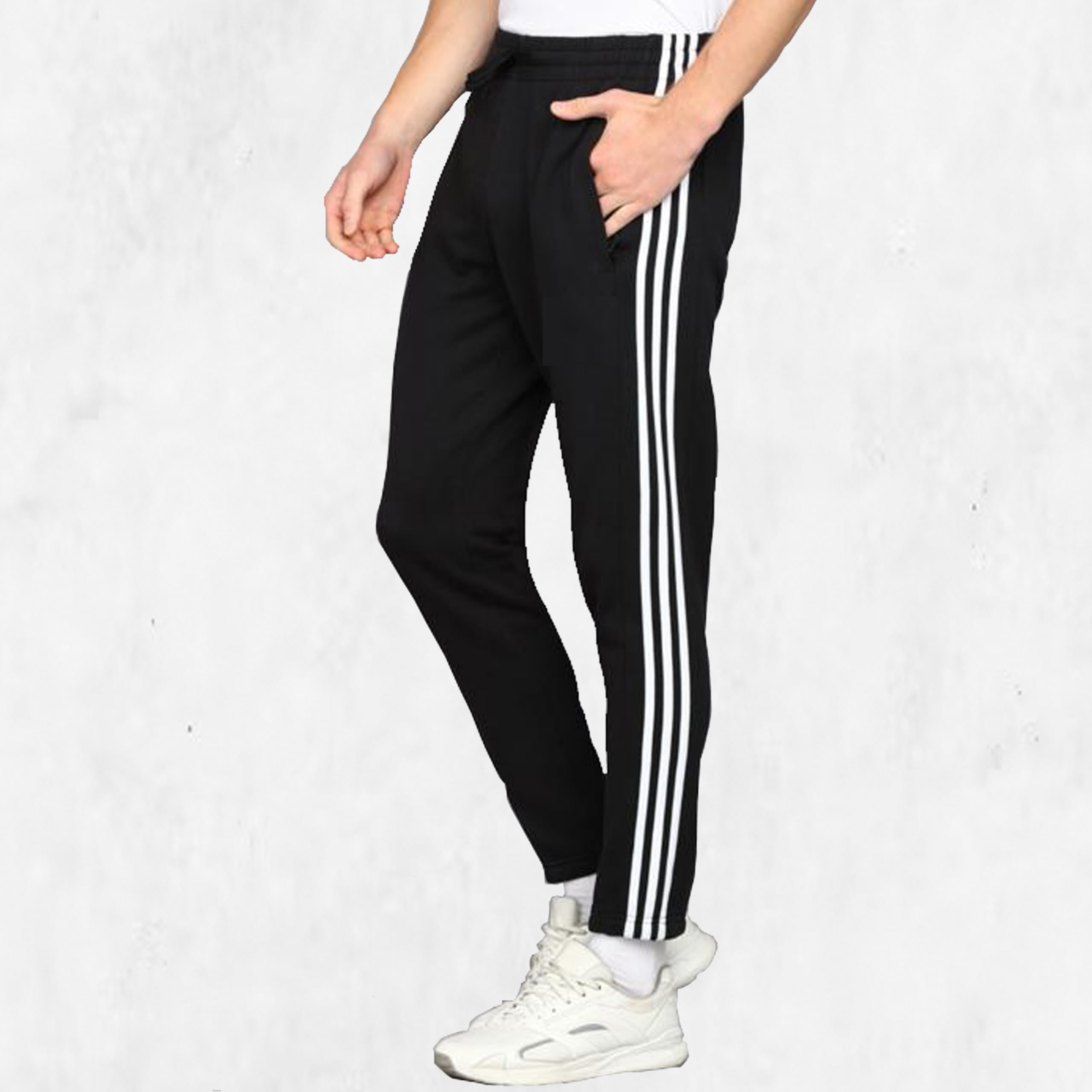 Athletic Track Pants, Black with White Stripes, Slim Fit-picture-24