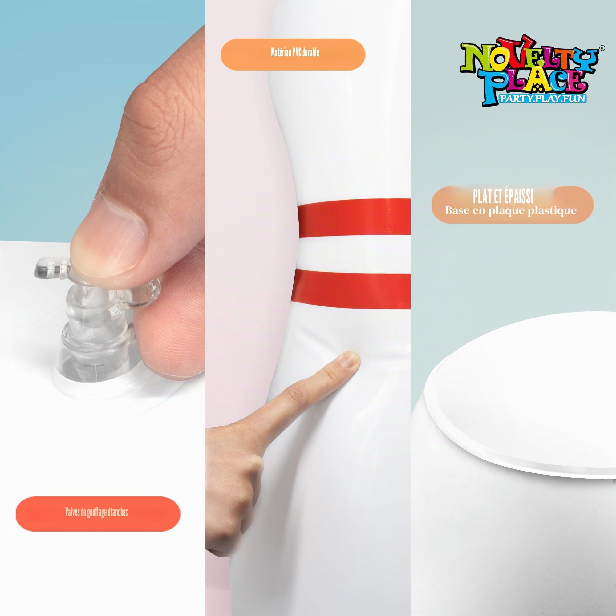 Novelty Place Bowling Gonflable géant pour Enfants, Ballon 14 Pouces avec Six épingles 22 Pouces