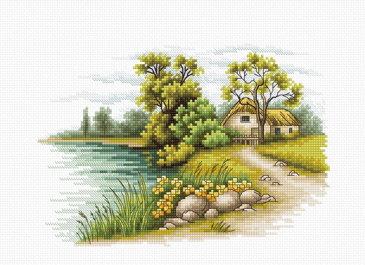 Luca-S Landscape with a Lake - Cross Stitch Kit