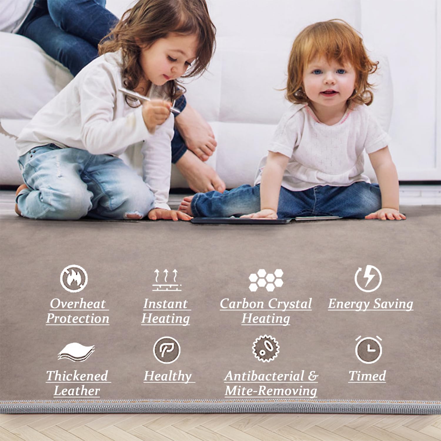 Riscaldatore intelligente regolabile in temperatura, per soggiorno, camera da letto, studio, tappetino riscaldato elettrico, tappeto per riscaldamento elettrico interno, scaldabagno impermeabile