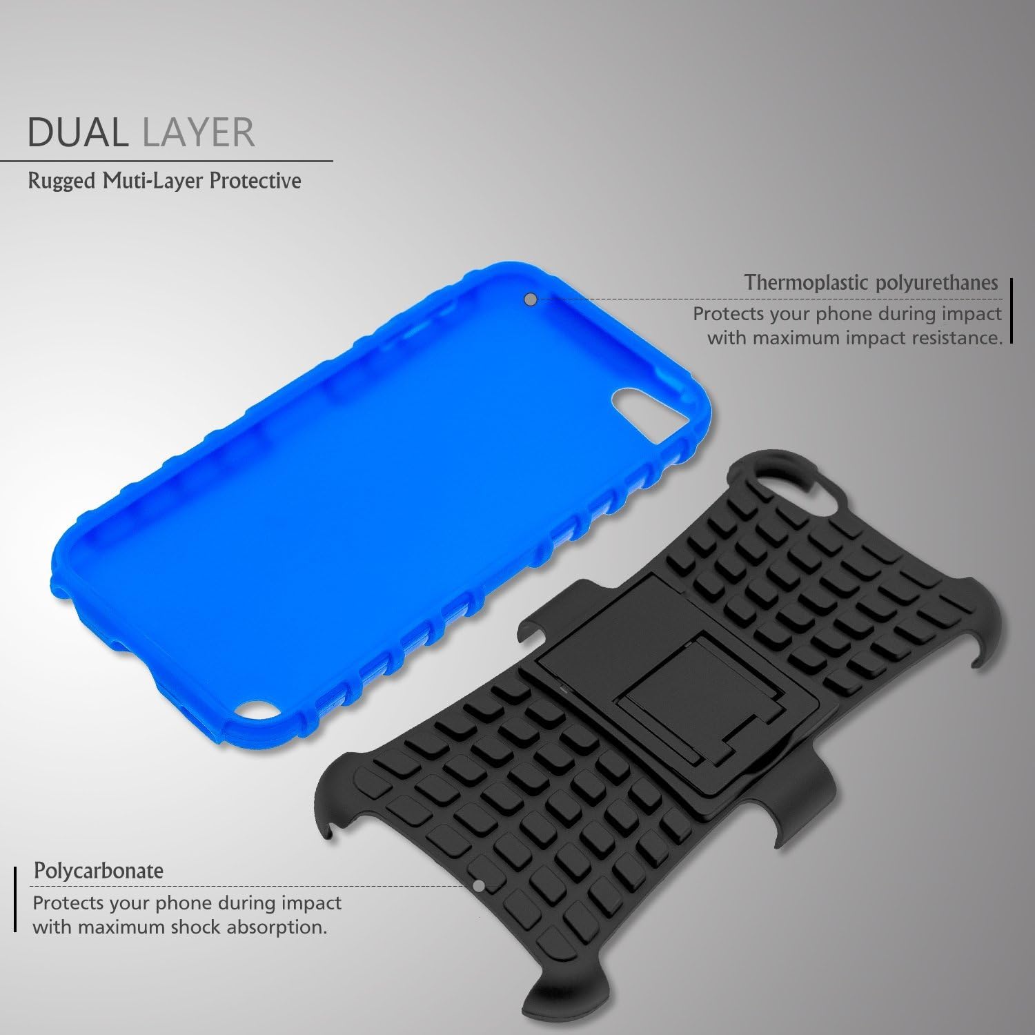 SLMY zting18 iPod Touch 6 Case,iPod Touch 5 Case, (TM) Heavy Duty Dual Layer Shockproof/Impact Resistance Hybrid Rugged Cover Case with Built-in Kickstand for Apple iPod Touch 5 6th Generation Blue