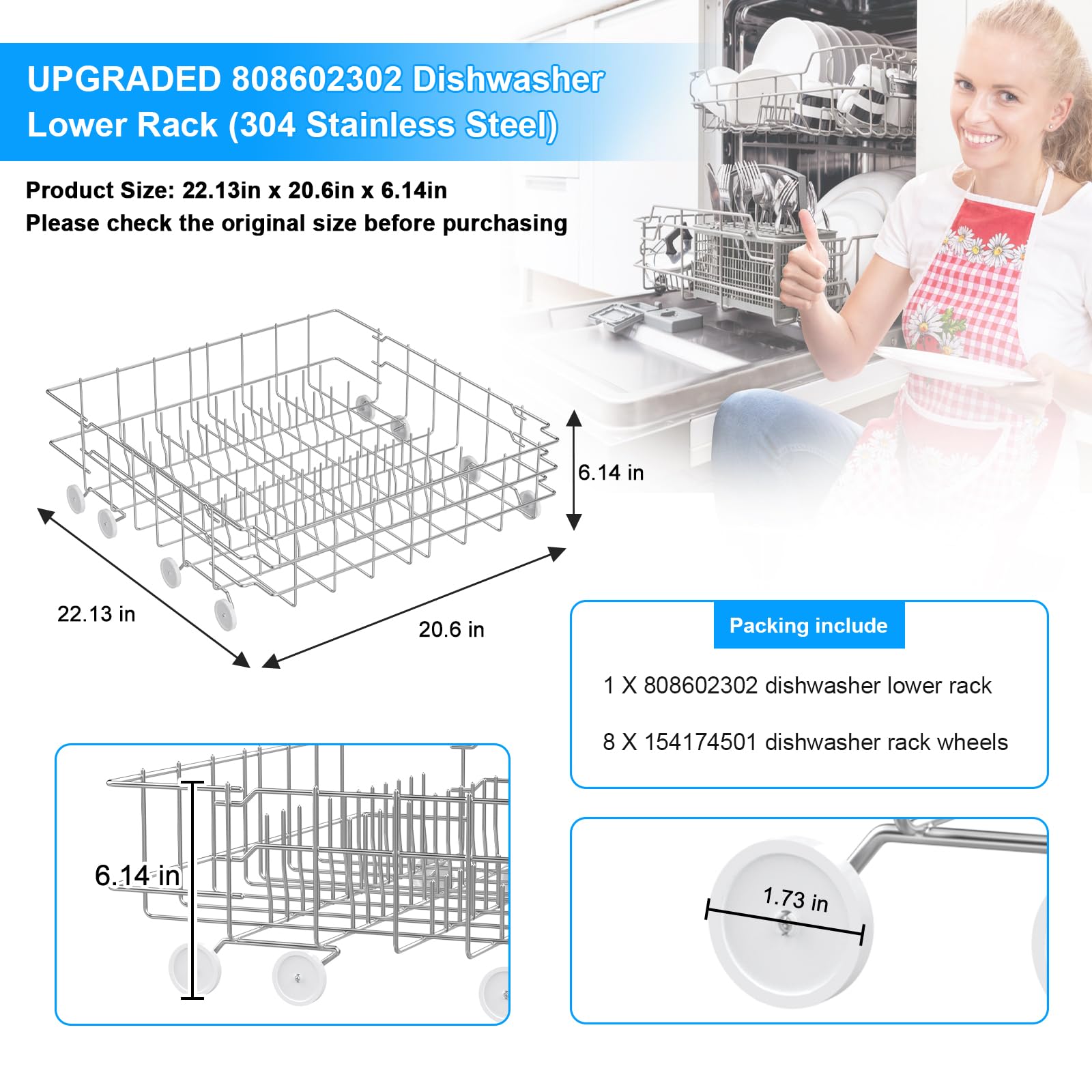 Frigidaire Dishwasher Lower Rack - 304 Stainless Steel -3 Frigidaire Dishwasher Lower Rack - 304 Stainless Steel -3