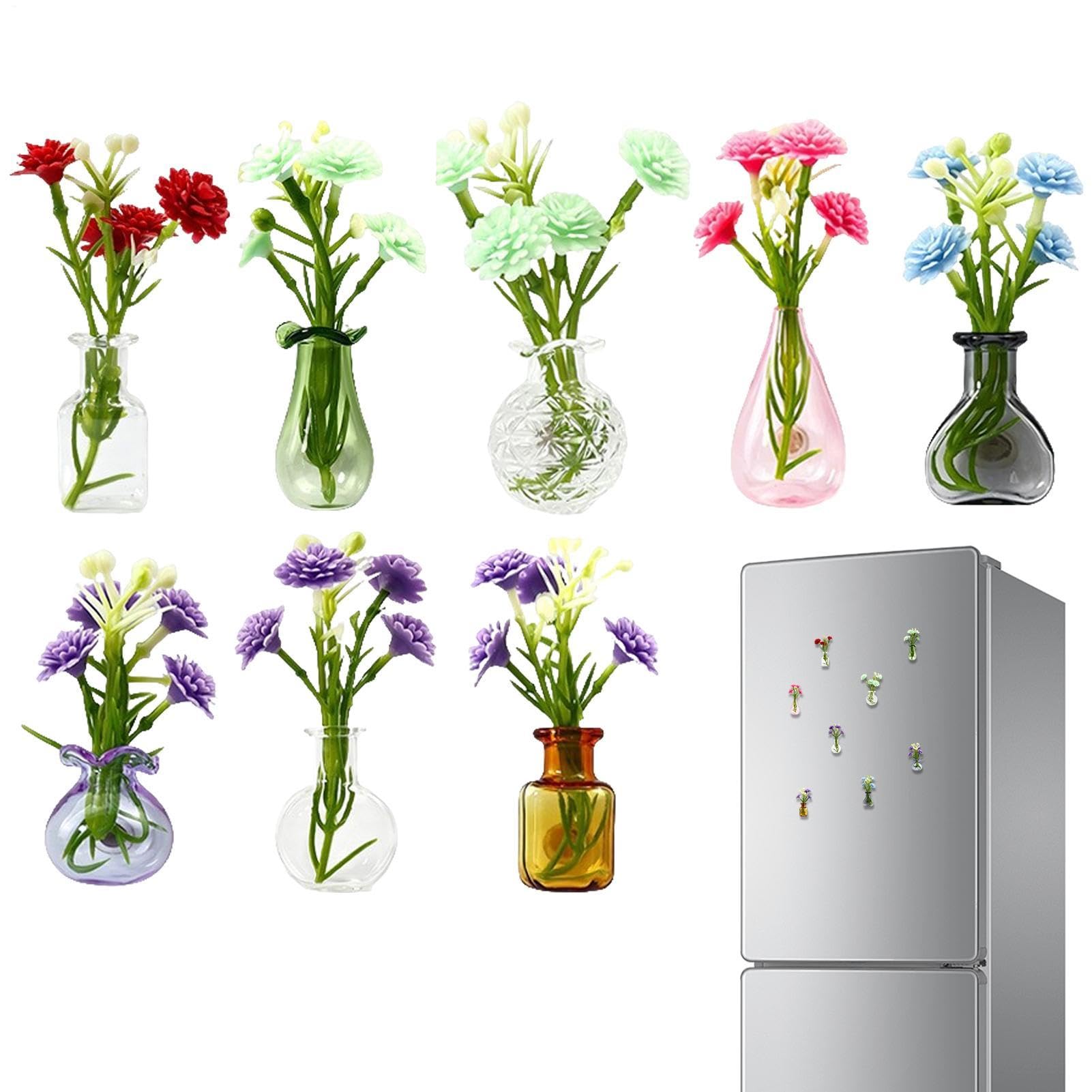 Lot de 8 vases magnétiques pour réfrigérateur et décoration aimantée